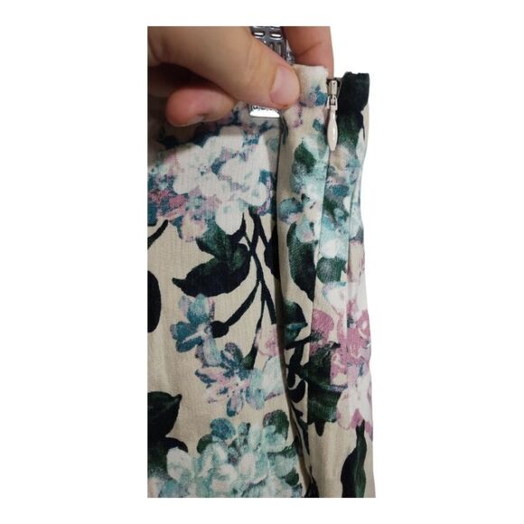 J.jill Linen Stretch Pull On Hydrangea Floral Crop Resortwear Office Pants Sz S - Picture 5 of 8
